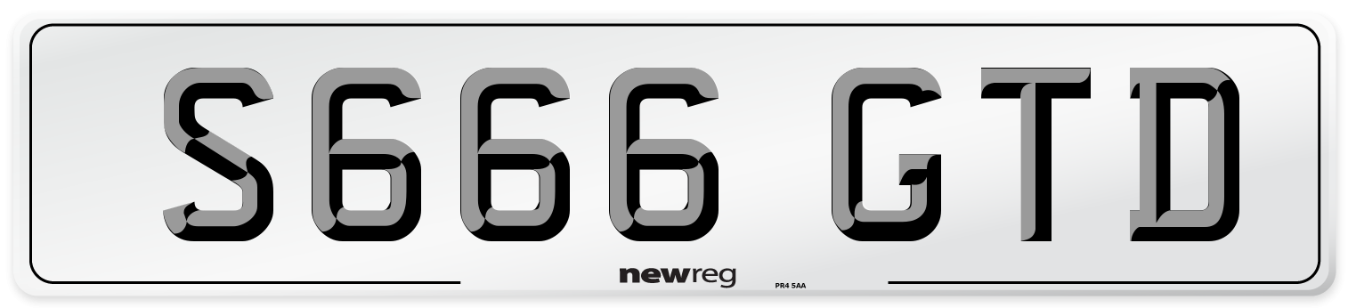 S666 GTD Number Plate from New Reg